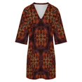 thumbnail image 5 of Floral Pattern in Autumn Colors Womens Dress With Pockets Summer V Neck 3/4 Sleeve Dress Plus Size Loose Dress, 5 of 7