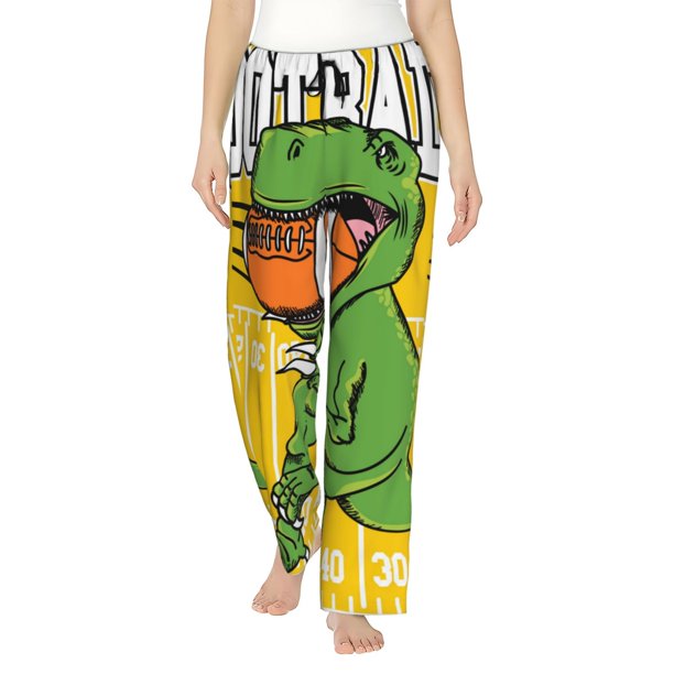 Balery T-Rex Playing Football Pantalones de pijama para mujer, pijamas ultraligeros, pantalones de estar por casa-3X-Large