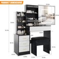 thumbnail image 2 of Bingirl Vanity Desk With Mirror & LED Lights - Makeup Vanity Desk With Sliding Mirror/Power Outlet - 3 Color Adj Light - Dressing Table With 4 Drawers - Storage Shelves & Stool for Bedroom, 2 of 7
