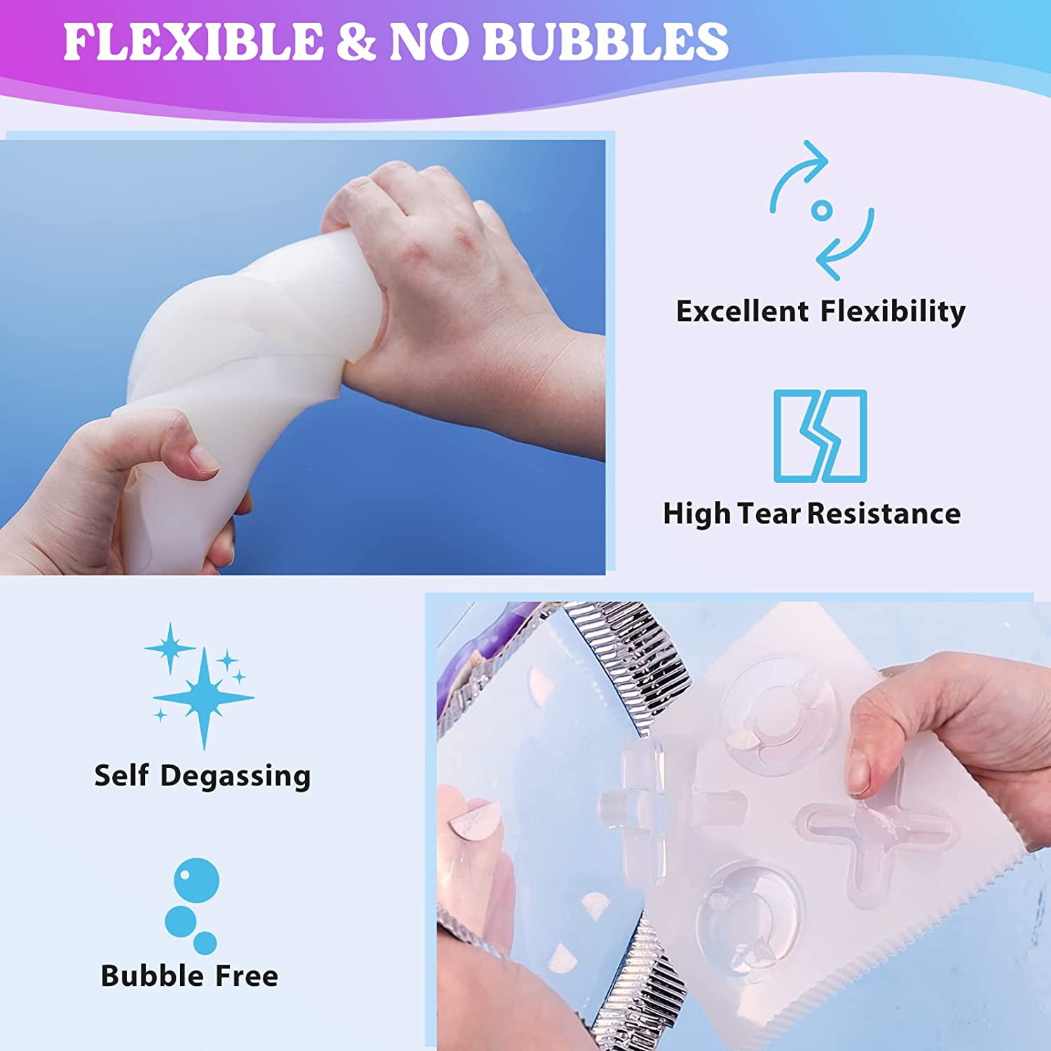 LET'S RESIN Silicone Mold Making Kit, 63.48oz Non-Toxic Liquid Rubber for Resin Molds, Clear & Easy to Use (3.968lbs)