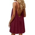 thumbnail image 2 of Xaqiouau Womens Solid Spaghetti Strap Mini Dress Backless Casual Summer Loose Swing Dress Sleeveless Beach Vacation Sundress, 2 of 7