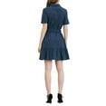 thumbnail image 3 of INSPIRE CHIC Women's Wear to Work Belted Button Down Cotton Ruffled Safari Shirt Dress XS Dark Blue, 3 of 6