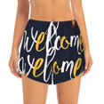 thumbnail image 2 of Xecao Sunflower Welcome A for Double-layer Running Short for Women, Perfect for Gym, Tennis, and More, Featuring a Convenient Pocket-Medium, 2 of 7