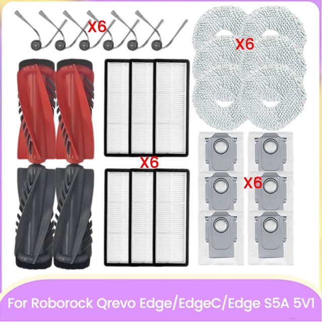 Repuestos para Qrevo Edge/EdgeC/Edge S5A 5V1: Cepillo Lateral Principal, Filtro HEPA, Bolsa para Polvo, Paño de Fregona