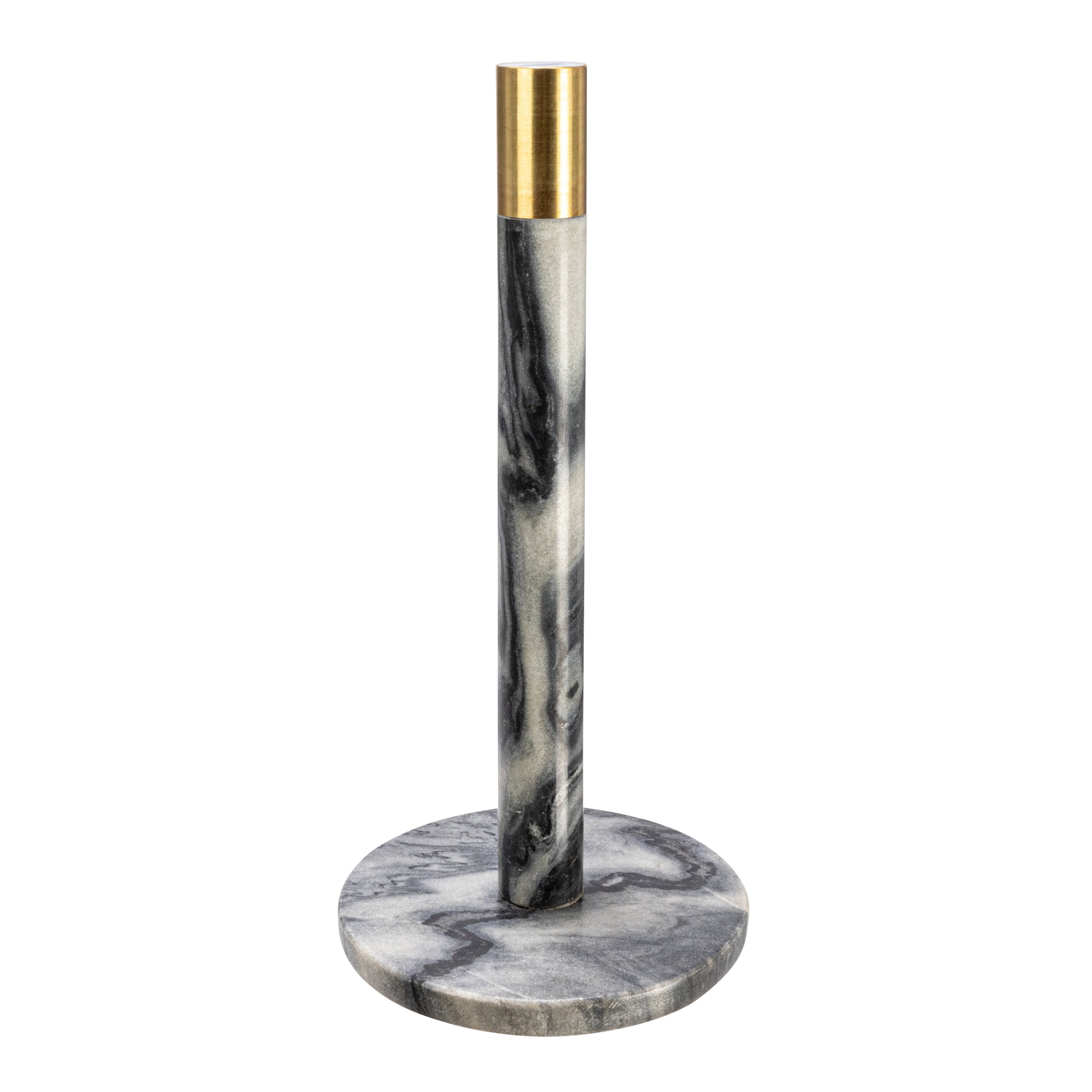 Bloomingville Modern Marble Paper Towel Holder with Brass Detail, Grey