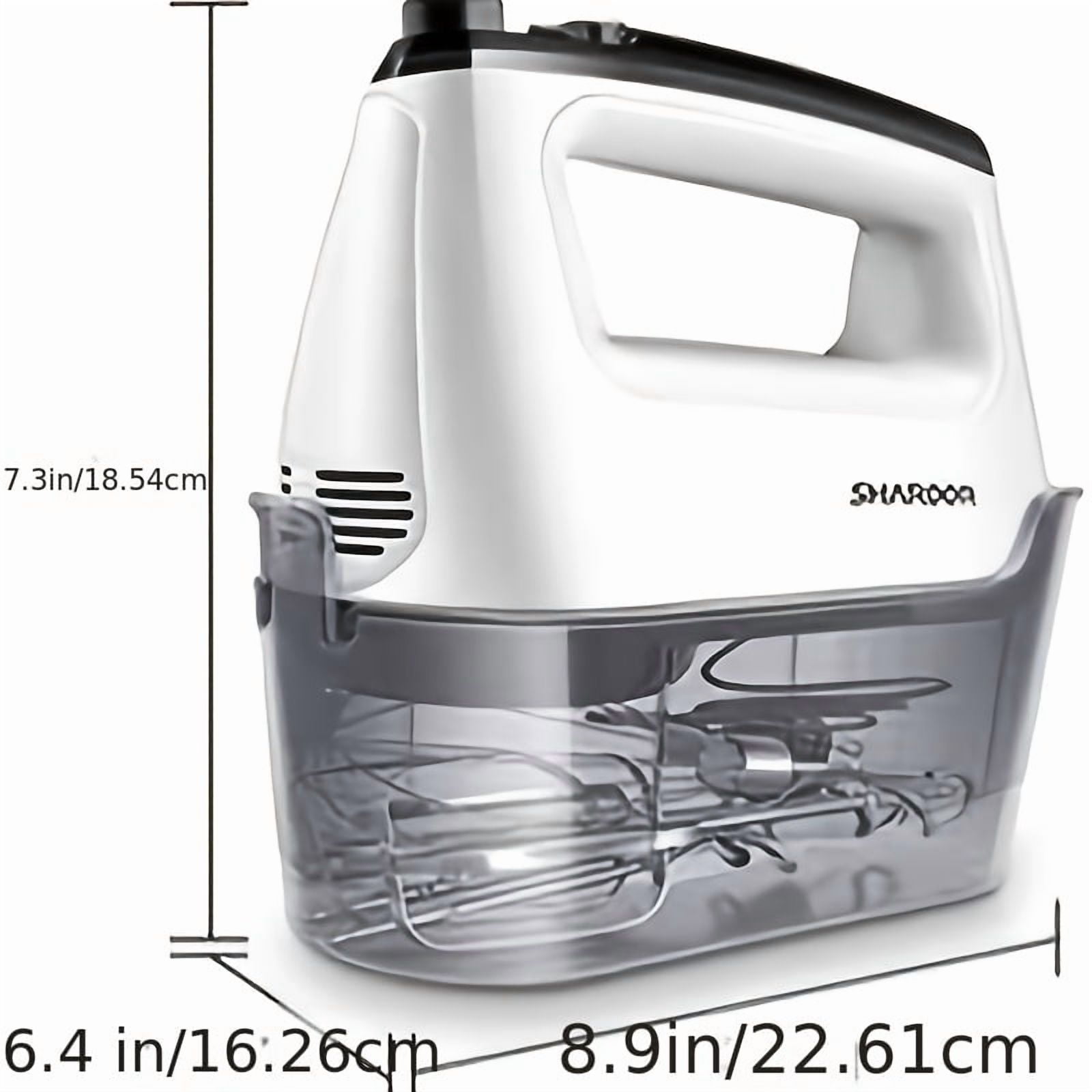 White Hand Mixer Electric, 6 Speed & Turbo Mixer Electric Handheld with Snap-On Storage Case, 5 Stainless Steel Accessories for Whipping, Mixing Cookies, Brownie, Cakes, Dough Batters