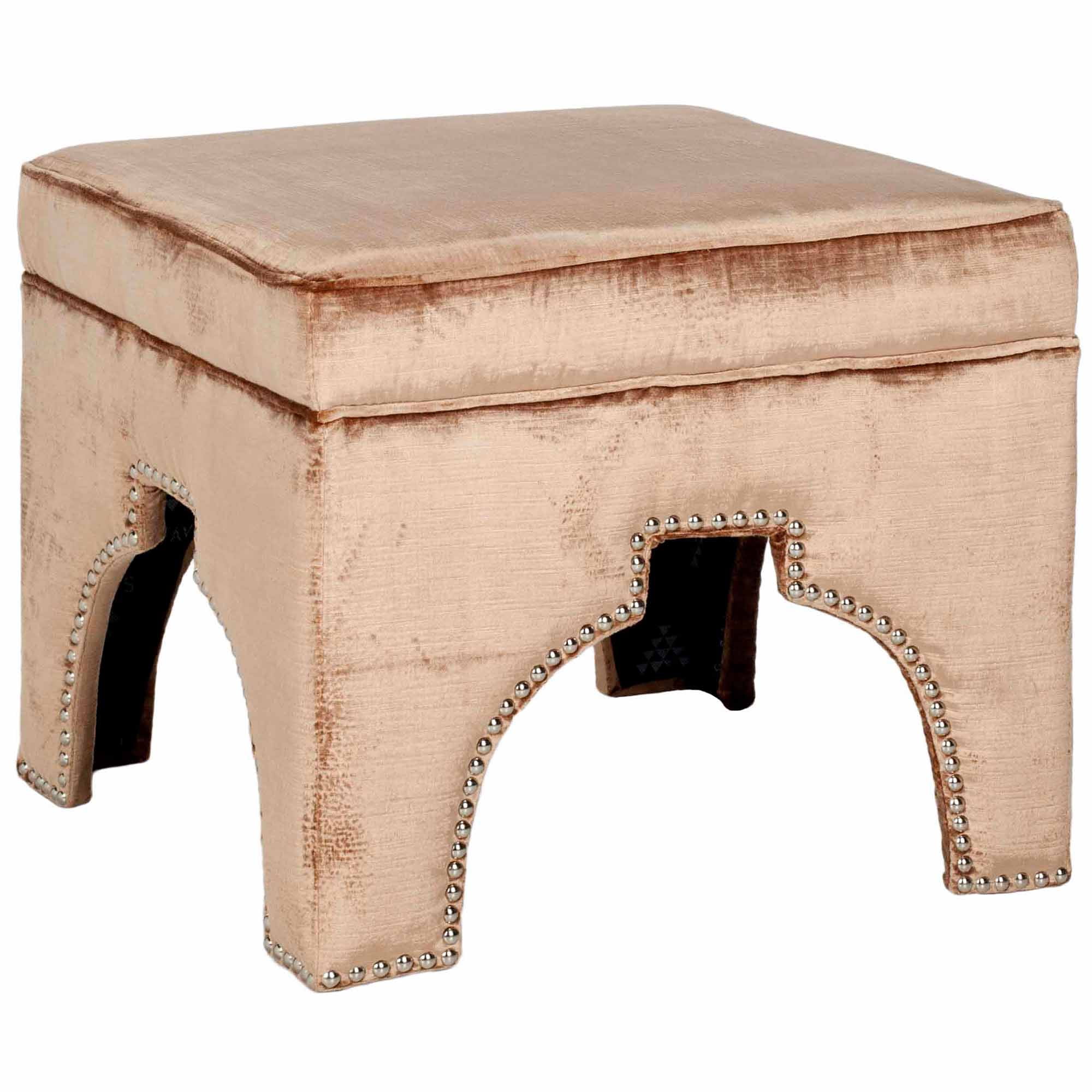 Safavieh Grant Modern Glam Upholstered Ottoman w/ Silver Nail Heads