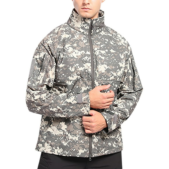 jovati Fleece Mens Jacket Mens Warm Fleece Waterproof Shark Skin Soft Shell Outdoor Jacket Camouflage
