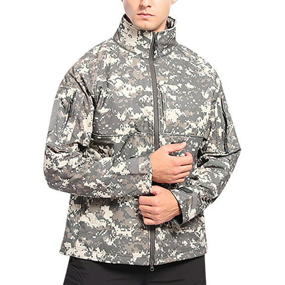 IROINNID Men's Storm Jacket Long Sleeve Camoflage Loose Warm Fleece Waterproof Soft Outdoor Jacket