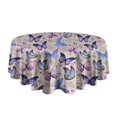thumbnail image 5 of Beige Butterfly Flower Pattern Round Tablecloth 60"x60",Wrinkle Wipeable Table Cloth for Kitchen Dining Room Picnic Patio Party, 5 of 6