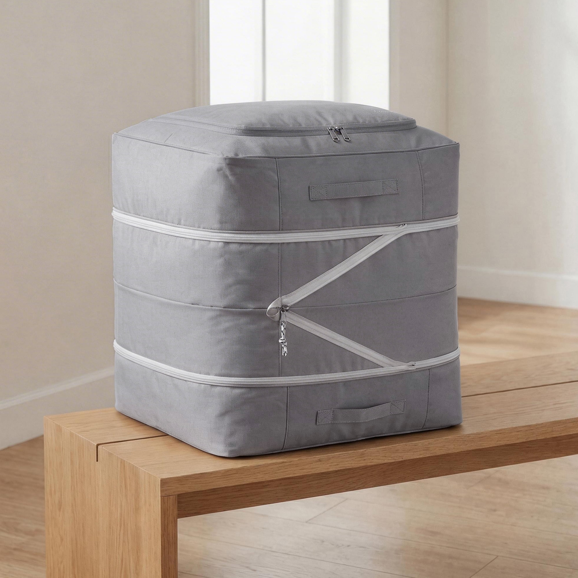 Unique Bargains Storage Bag for Organizing Bedroom and Closet Grey 19.7"x15.7"x19.7"