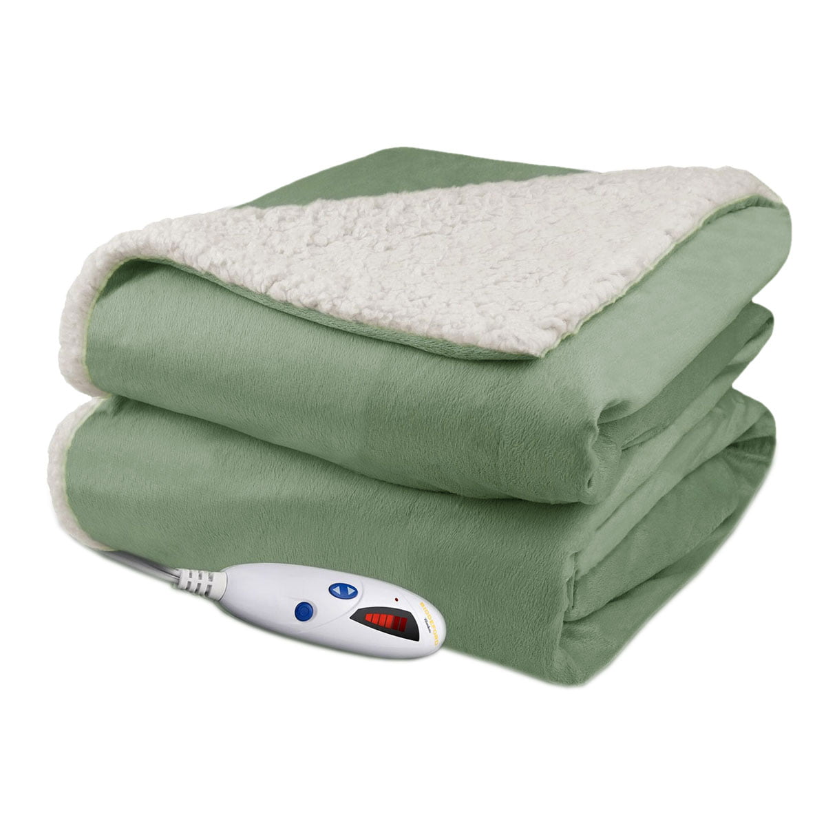 Pure Warmth Velour Sherpa Electric Heated Warming Throw Blanket Digital