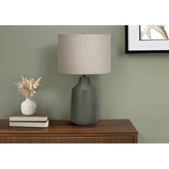 Lighting Fixtures Lighting, 24"h, Table Lamp, Grey Concrete, Beige Shade, Contemporary,Table Lamps