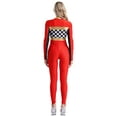 thumbnail image 2 of iiniim Combinaison Pilote de Course pour Femmes Halloween Cosplay Costume Manches Longues Pantalon Long Combinaisons à Carreaux Rouge P, 2 of 5