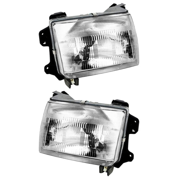 New Pair Of Headlights Compatible With Nissan Frontier Xterra Base Standard Cab XE SE Crew Pickup 2.4L 1998 1999 2000 2001 By Part Numbers NI2503121 NI2502121 260107B425 260103S525