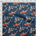 thumbnail image 3 of oneOone Cotton Poplin Navy Blue Fabric Bubbles & Koi Fish Ocean Craft Projects Decor Fabric Printed By The Yard 42 Inch Wide, 3 of 4