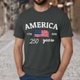 thumbnail image 2 of Ramiter Men's American 250Th Anniversary Print Casual T-Shirt America 250 Years USA 1776 2026 Shirt(Dark Gray,L), 2 of 5