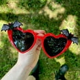 thumbnail image 4 of Black Red Heart Shaped Bat Sunglasses Halloween Accessories – Two Pairs Gothic Themed Eyewear, Spooky Party Favors, Vampire Themed Gift Idea - B, 4 of 8