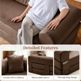 thumbnail image 6 of 4-in-1 Folding Convertible Sofa Bed, 78 Inch Faux Leather Boneless Couch, Loveseat Sleeper with Pull Out Bed, Floor Sofa Modular Futon Teddy Sofa for Living Room Bedroom Lounge, Brown, 6 of 14