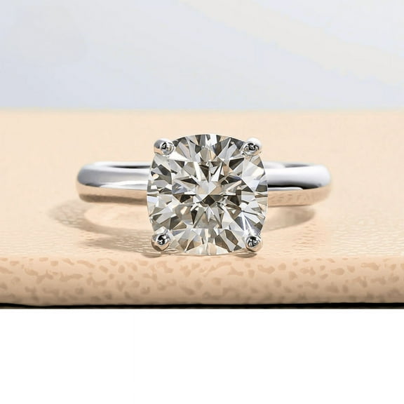 Silvago Jewel White Gold Over 14K Silver Diamond Rings for Her - Cushion Cut Excellent 2.3 Ct Diamond Ring For Women's - Solitaire Diamond Rings for Women's - Solo Stone Diamond Rings for Women's