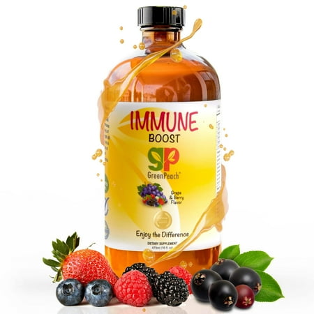 GreenPeach Immune Syrup with Elderberry juice for Kids and Adults with Organic Ingredients