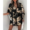 thumbnail image 1 of HKEDES Women's Abstract Geo Surplice Loose Leg Romper, Mini Short Flying sleeve, Jumpsu, 1 of 23