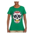 thumbnail image 2 of Wild Bobby Day Of The Dead Sugar Skull Pop Culture Women Graphic Tee, Kelly, 3X-Large, 2 of 5