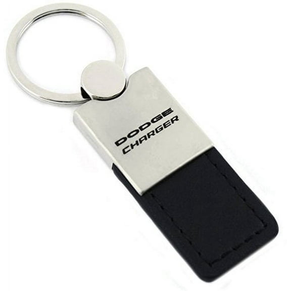 Dodge Charger Keychain & Keyring - Duo Premium Black Leather