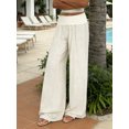 thumbnail image 2 of Women Wide Leg Palazzo Pants Summer Foldover Lounge Trousers Beach Vacation Travel Clothes, 2 of 6