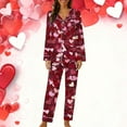 thumbnail image 2 of Lorytime Valentine Day Pjs Sets Women Valentines Heart Letters Long Sleeve Button Down Shirts and Trousers Loungewear, 2 of 6