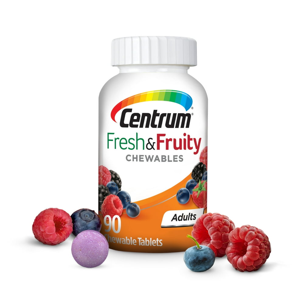 Centrum Fresh and Fruity Chewable Multivitamin for Adults, Mixed Berry