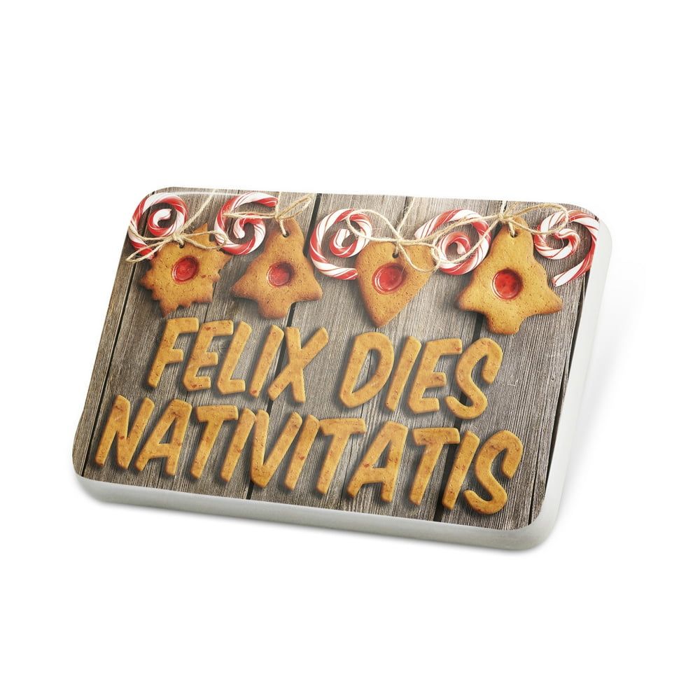 Neonblond Porcelein Pin Merry Christmas in Latin from Vatican City