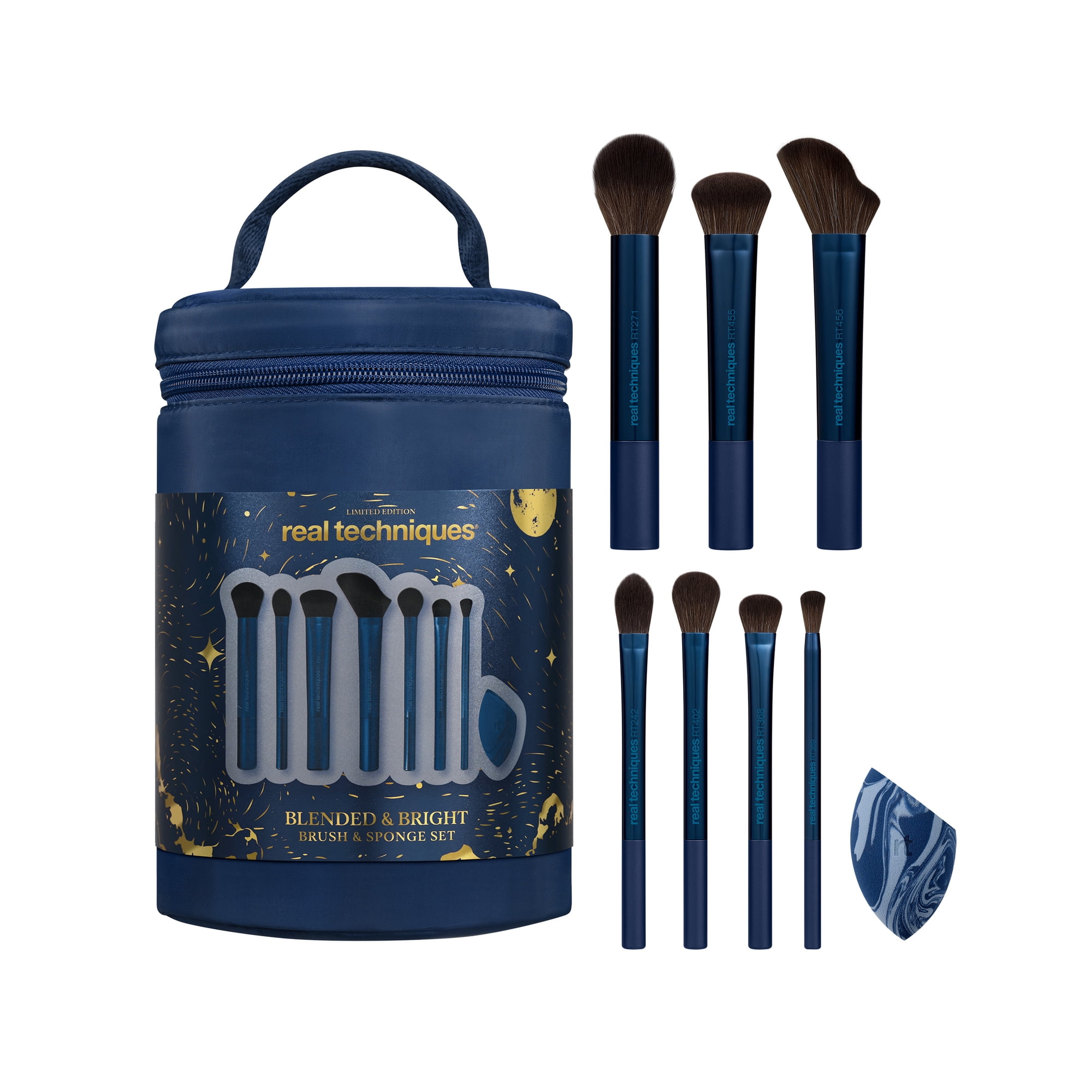 Real Techniques Blended & Bright Makeup Brush and Sponge Gift Set  9 Piece