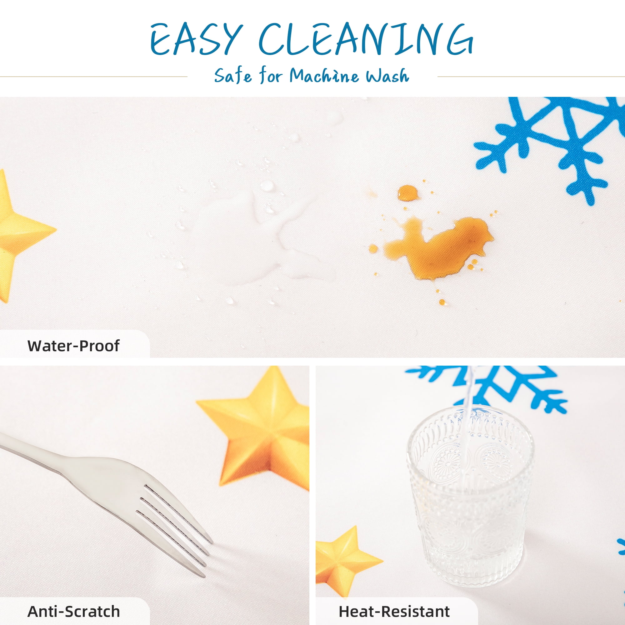 RAY STAR Large Christmas Table Cloth for Rectangle Table 60x120 Polyester Machine Washable Table Cloths, Thick Can not See Through Heavy Duty Tablecloth