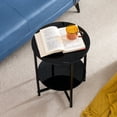 thumbnail image 3 of 2- layer Tempered Glass End Table, Round Coffee Table for Bedroom Living Room Office (black), 3 of 9