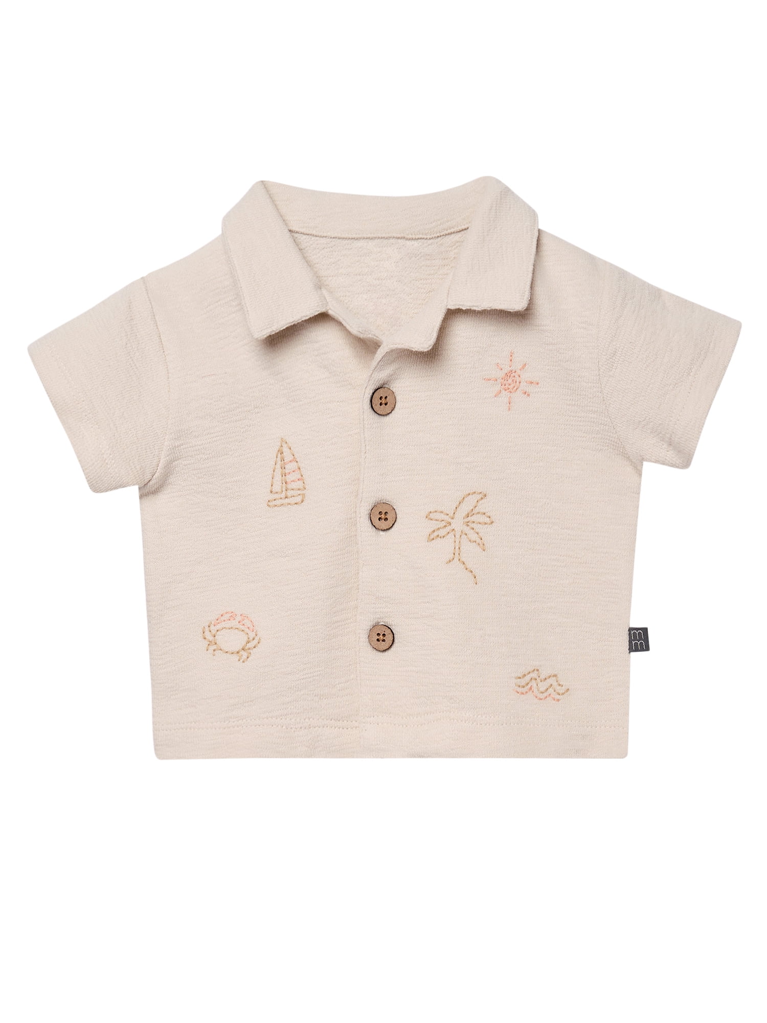 Modern Moments by Gerber Baby Boy Button Down Shirt and Short Set, 2-Piece, Sizes 0/3 Months - 24 Months