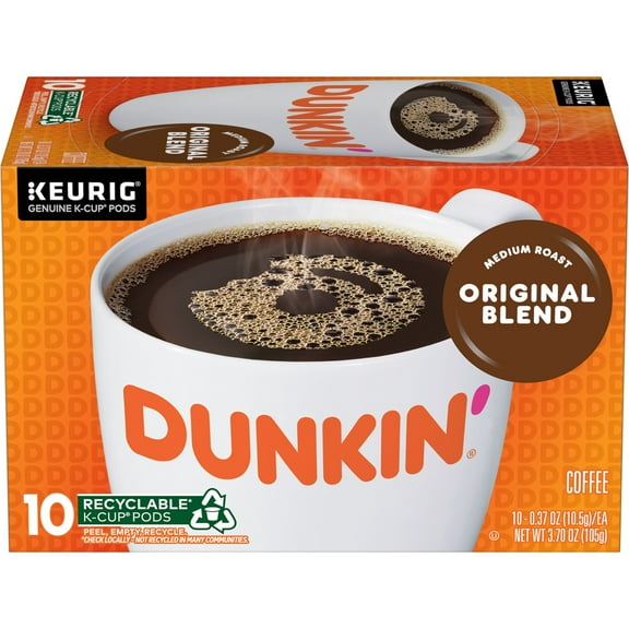 Dunkin’ Original Blend Medium Roast Coffee, Keurig K Cup Pods, 10 Count Box