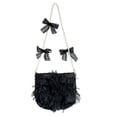 thumbnail image 3 of Bolso bandolera ligero de lujo con correa de cadena de perlas y lazo de hilo de encaje en blanco y negro en francés e inglés, 3 of 5