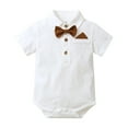 thumbnail image 5 of XAOWF Child Baby Boys 2 Pieces Formal Short Set Short Sleeve Bowtie Shirt Suspender Shorts Suit 6 Months-3 Years Stylish Leisure Outfit, 5 of 9