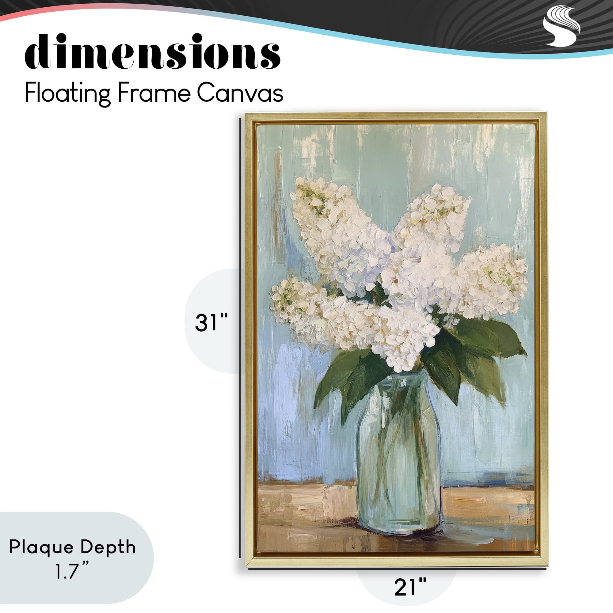 Stupell Industries Tall Flowers in Glass Vase Gold Framed Floater Canvas Wall Art, design by Petal Prints Design