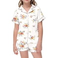 thumbnail image 4 of Pyjama en Soie Filles Imprimé Manches Courtes Chemise Boutonnée Ensemble Pyjama Tenue de Nuit Garçons Pyjama Garçons Filles Mode, 4 of 7
