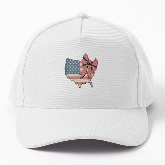 Coquette American Flag Baseball Cap, Fourth of July Memorial Celebration Design, Classic Hat