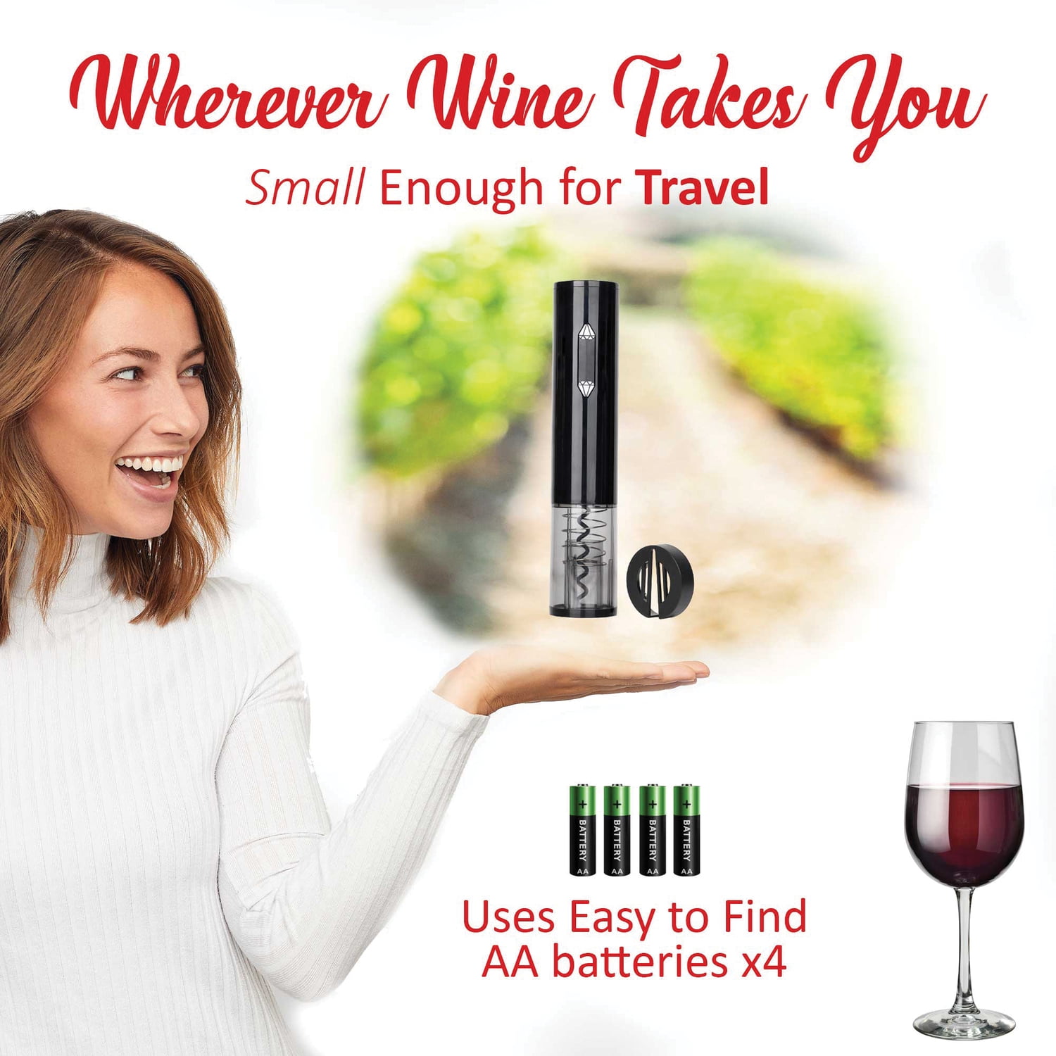 Brentwood Portable Wine Bottle Opener with Foil Cutter
