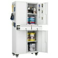 thumbnail image 7 of SUPEER Metal Storage Cabinet with 2 Drawer and Pegboards,71" H Top Workbench Mobile Tool Chests Garage Cabinets with 4 Wheels,Tool Cabinets for Home,Office,Shop，Assembly Required, White, 7 of 7