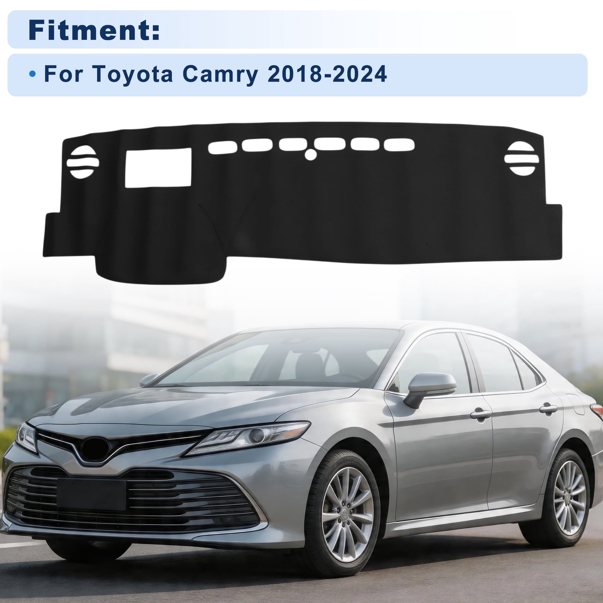 Unique Bargains Dash Cover for Toyota Camry 2018-2024 with HUD Dashboard Cover Car Interior Anti-Slip/Anti Dust Faux Leather Black 1set
