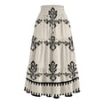 thumbnail image 4 of Unir Women Symmetrical Ethnic Floral Print Multi-Tiered Flow Four Way Stretch Midi Skirt Drawstring Ruffle Waist Casual Side Pocket Long Bottom 1PC S-XXL Plus Size Friendly, 4 of 5