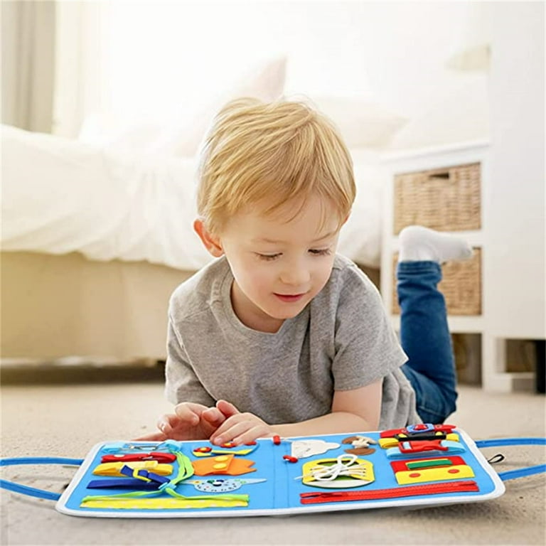 Sensory Busy Board For Fine Motor Skills,Montessori Toys Activity Toys For  Toddlers,Travel Car Airplane Toy Gifts For Kids Age 1-4 (Sky Blue)