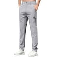thumbnail image 3 of Bmawag Men Pants Casual Quick-Dry Cargo Pants Workout Joggers Stretch Sweatpants Hiking Elastic Waist Casual Loose Fit Solid Color Trousers Men's Long Pants with Pockets Gray 29, 3 of 6