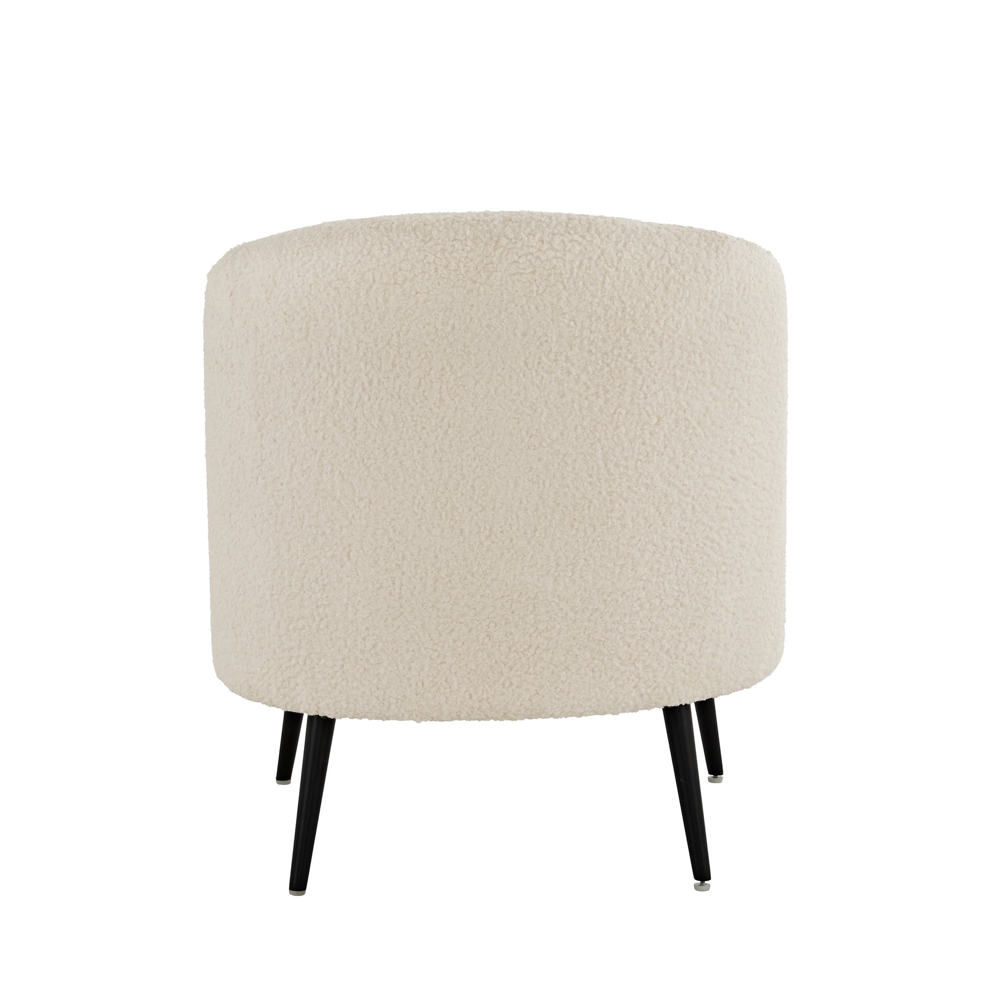 Weston Home Ditmars Modern Boucle Accent Chair with Cube Pouf Footrest, White