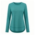 thumbnail image 6 of Aezemi Women Sports Long Sleeve Shirts Breathable Curved Hem Round Neck Workout Tees Soft Comfy Fall Winter Fashion Gym Exercise Tops S, 6 of 7